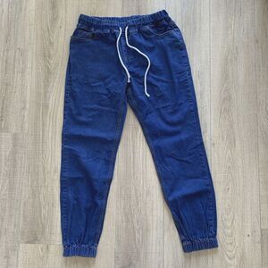 XPlus Plus Wear Blue Denim Joggers Jeans Pull On Drawstring Womens Size Large L